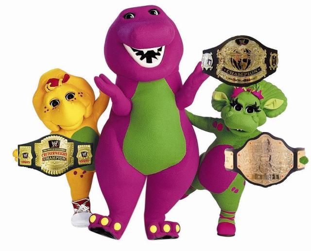 Barney's longtime grudge with Team Teletubbies was finally vindicated. After his usual overly-eccentric entrance into the arena and a few idiotic demonstrations from his delinquent associates
